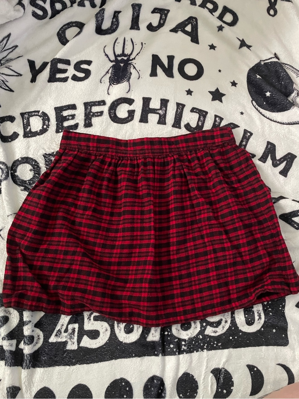 Forever 21 Red and Black Plaid Circle Skirt